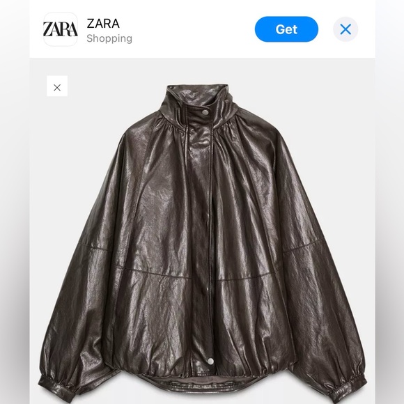 Zara Women's Brown Leather Bomber Jacket - Picture 3 of 8
